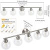 POWLIG 37.4-in 5-Light Nickel Modern Dimmable Bathroom Transitional Vanity Light with Transparent Glass Shade - 3 of 4