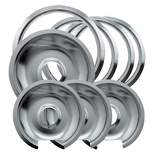 Chrome Drip Pans and Trim Rings for GE Hotpoint Electric Stoves with Hinged Elements 8-pc.