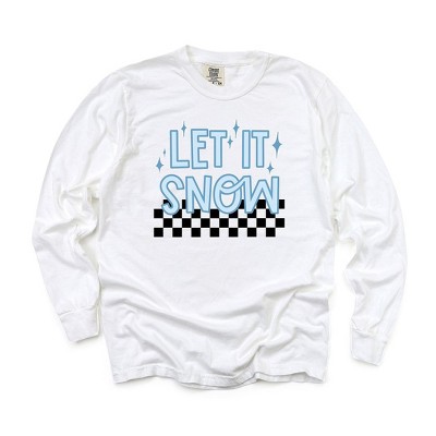 Simply Sage Market Women's Let It Snow Checkered Long Sleeve Garment Dyed Tee