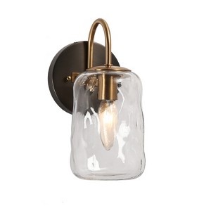LNC Erharting Polished Gold and Ripple Glass Mason Jar Modern/Contemporary Vanity Lights, 1 Light/ 2 Light/3 Light/4 Light - 1 of 4