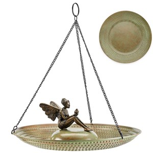 Good Directions 4" Hanging Copper Fairy Bird Bath - Green & Blue - 1 of 4