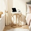Gulches Spacious Modern Round End Table with Faux Marble Top and Gold O-Shaped Base, Multipurpose Sofa Side Table - 4 of 4