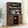 70" Farmhouse Coffee Bar Wine Cabinet with Sliding Barn Doors and Storage, Pantry Cabinet with Wine & Glasses Rack, for Kitchen, Dining Room - 3 of 4