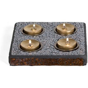 Pavilion Gift Company - Mosaic - 6.25" Square Tealight Tray (4 Piece) - Candle Holders - 1 of 3