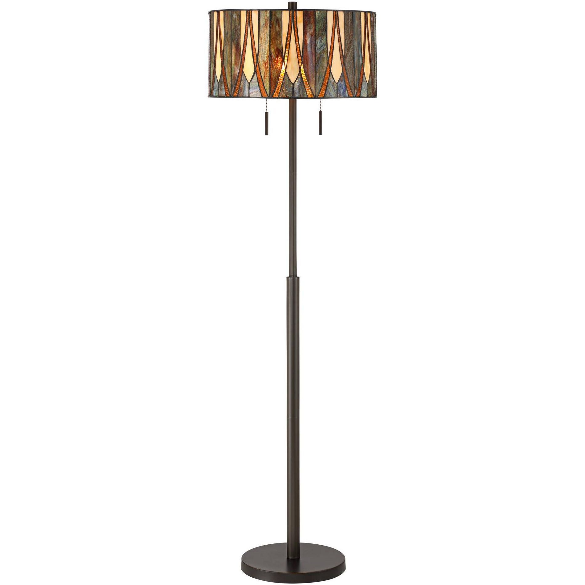 Robert Louis Tiffany Trenton 64"H Art Glass 2-Light Tall Floor Lamp