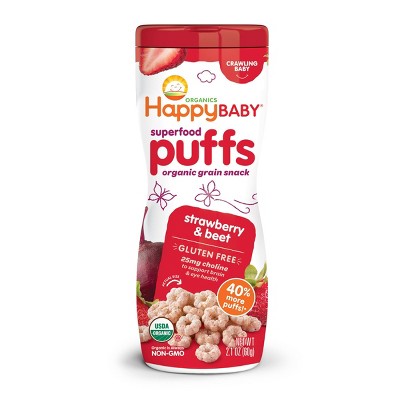 HappyBaby Strawberry & Beet Superfood Baby Puffs - 2.1oz
