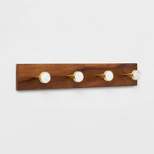Metal and Faux Marble 4 Gold Hooks Rail on Acacia Wood - Threshold™