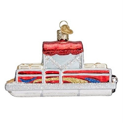Old World Christmas Glass Blown Ornament for Christmas Tree, Pontoon Boat