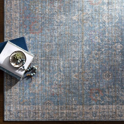 Markleville Pale Blue Washable Traditional Area Rug
