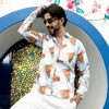 Campus Sutra Men Men's Sienna Brown & Light Blue Marble Shirt - 2 of 3