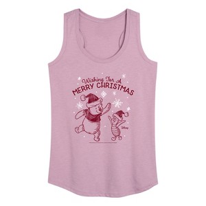 Women's - Winnie the Pooh - Wishing For A Merry Christmas Graphic Racerback Tank - 1 of 4