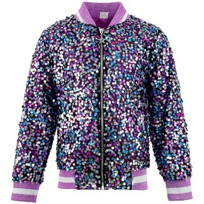 2Bunnies Girls' Amethyst Dream Sequin Bomber Jacket