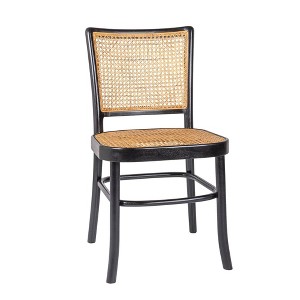 East at Main Set of 2 Pia Side Chairs Black/Brown: Hardwood Frame, No Assembly, Armless Design - 1 of 4