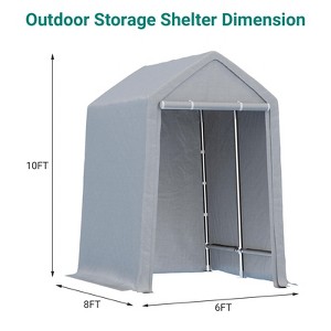Storage Shed Canopy, Heavy Duty Outdoor Storage Tent with Roll-up Ventilated Zipper Door,Portable Garage Shed Waterproof for Bike, Motorcycle Shelter - 1 of 4
