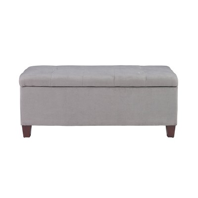 Carmen 48.5" Gray Microfiber Shoe Storage Ottoman with Cushioned Top