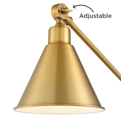 Adjustable Antique Gold Metal Desk Lamps with USB Ports, Set of 2