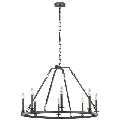 Generation Lighting Landen 34" Steel 8-Light Wagon Wheel Chandelier