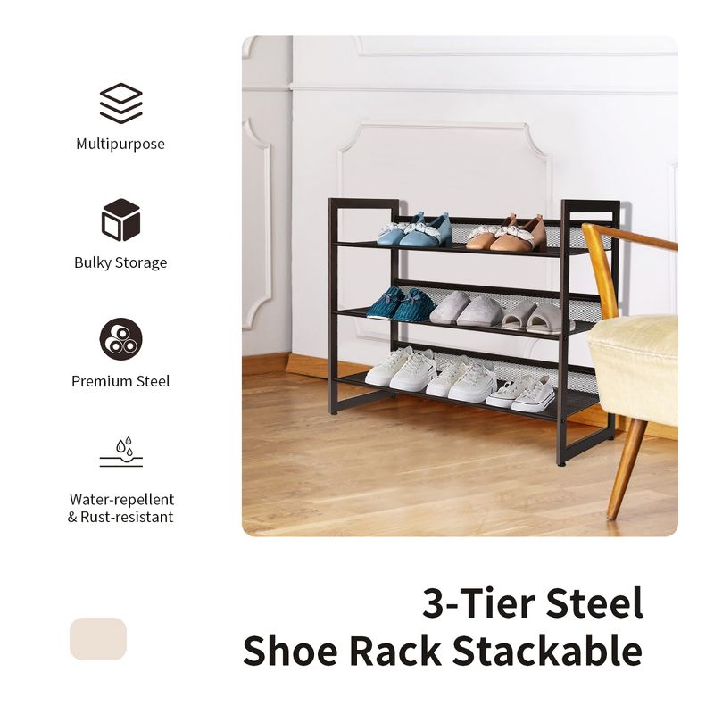 Costway 2-Tier\3-Tier\4-Tier Shoe Rack Adjustable to Flat or Slant Shoe Organizer Holder Stand, 3 of 11