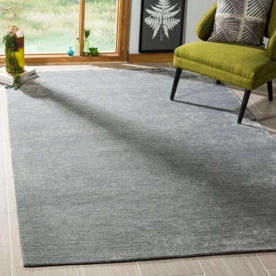 Handmade Dark Grey Wool and Viscose 6' x 9' Area Rug