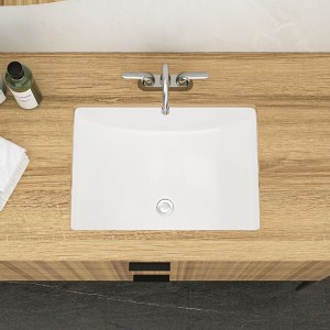 SEVOBAL Bathroom Sinks Large Rectangular Undermount Ceramic Sink with Overflow Modern Sleek Design for Home Use, White, 22.44"*18.31"*11.02" - 1 of 4