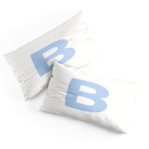 Deny Designs King April Lane Art Block Blue Monogram B Microfiber Printed Pillow Sham - 1 of 3