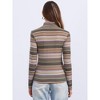 Allegra K Women's Turtleneck Long Sleeve Stretch Slim Plaid Casual Blouse - 4 of 4