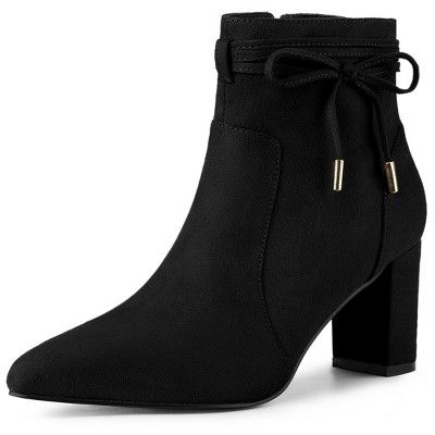 Allegra K Women's Pointed Toe Block Heel Zipper Ankle Boots : Target