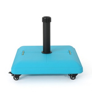 Maggift Square Umbrella Base with 4 Lockable Wheels and 2 Handles, Open Umbrella Maximum Diameter -11ft, Blue, 19.6" * 19.6" * 16.3" - 1 of 4