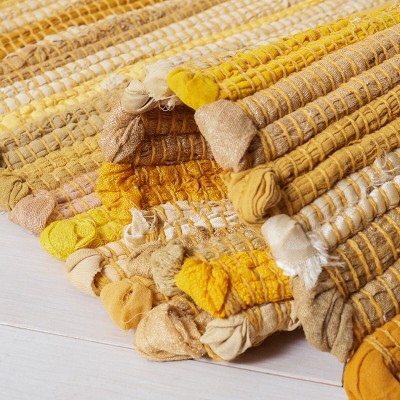 Handmade Yellow and Multicolor Wool Runner Rug, 2'3" x 7'