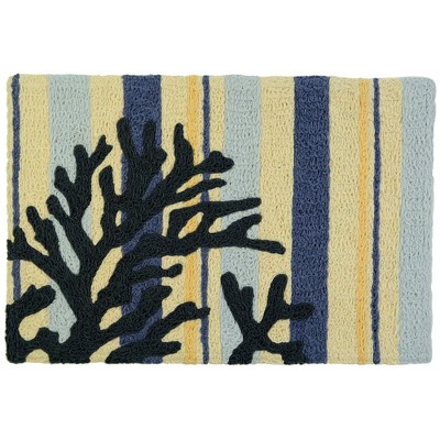 Jellybean Blue Coral on Weathered Boards Doormat – Coastal Charm, Durable, Washable Rug for Indoor & Outdoor Entryways, 20"X30"