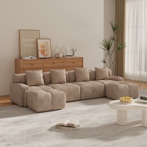 KWPZQEB Modern Sectional Couches, Oversized Modular Sectional Sofa with Movable Ottoman & Pillows, Cloud Tufted Sofa Couch for Living Room - 1 of 4