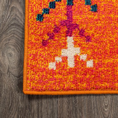 Tribal Love Geometric Orange Multi 3x5 Feet Area Rug