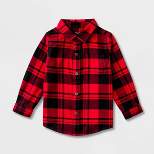 Toddler Boys' Adaptive Long Sleeve Button-Down Flannel Shirt - Cat & Jack™ Red