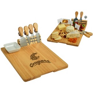 NCAA Washington State Cougars Hardwood Charcuterie Board with Cheese Knives & Ceramic Dish - 1 of 4
