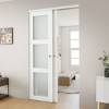 SMARTSTANDARD 78.58 in. Height Tempered 3-Lite Frosted Glass White Wardrobe Sliding Closet Door with Hardware Kit - 2 of 4
