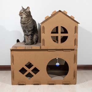 PETMAKER Cardboard Cat House with Scratching Pads - 1 of 4