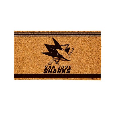Evergreen San Jose Sharks Logo Natural Coir 28 x 16 Inches Indoor Outdoor Doormat