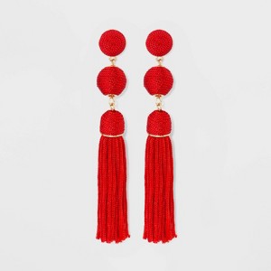 SUGARFIX by BaubleBar Monochrome Tassel Drop Earrings - Red, Women