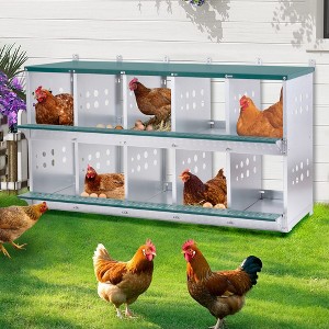 Tinyhomie 10- Bay Metal Nest Box Wall Mount Vented Galvanized Steel for Hens Ducks Green - 1 of 4