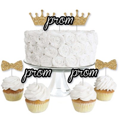 Big Dot of Happiness Prom - Dessert Cupcake Toppers - Prom Night Party Clear Treat Picks - Set of 24