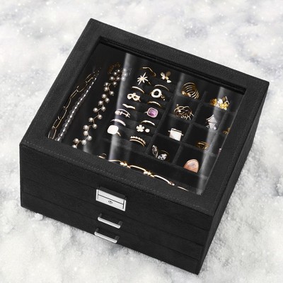 Jewelry Box, 3-Tier Lockable Jewelry Storage Organizer