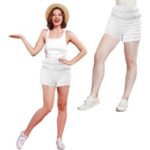 Malco Modes Women’s Ruffle Shorts – Lace Bloomers for Costumes, Dancewear, Vintage & Y2K Outfits-White - 1 of 4
