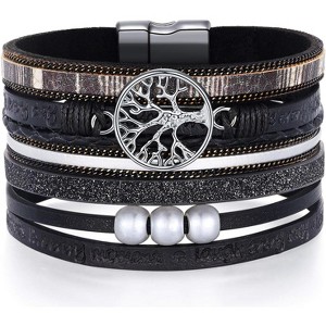 Tree of Life Leather Wrap Bracelets for Women with Inspirational Message, Adjustable Bohemian Jewelry - 1 of 4