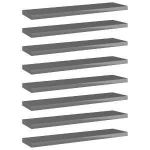 vidaXL Bookshelf Boards 8 pcs High Gloss Gray 15.7"x3.9"x0.6" Engineered Wood - 1 of 4