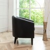 KINWELL PU Leather Tufted Barrel Chair Club Armchair with Nailheads - 4 of 4