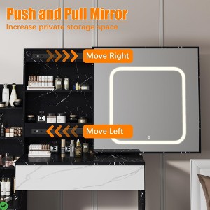 Vanity Desk with Sliding Mirror and Light, Makeup Vanity Set - 1 of 4