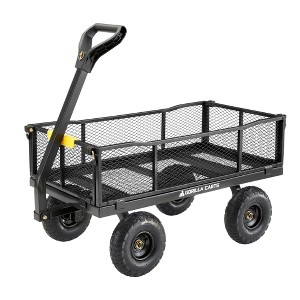 Gorilla Carts Steel Utility Cart, 4 Cubic Feet Heavy Duty Garden Wagon Outdoor Moving Cart with Wheels, 900 Pound Capacity, Removable Sides, Gray - 1 of 4