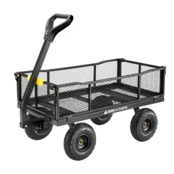 Gorilla Cart GCG-900 4 Cubic Feet 900 Pound Capacity Heavy Duty Durable Steel Utility Wagon Cart with 2 in 1 Towing Handle and Removable Sides, Gray
