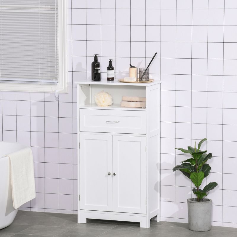 kleankin Modern Floor Bathroom Storage Cabinet Free Standing Cupboard with Drawer and Adjustable Shelf, Entryway Living Room Organizer, 6 of 10