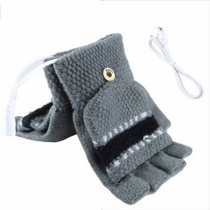 HTUTWOO USB Heated Gloves, Knitted Half-Finger Flip Gloves, Winter Warm Gloves for Study and Daily Work, Perfect for Women - 1 of 4